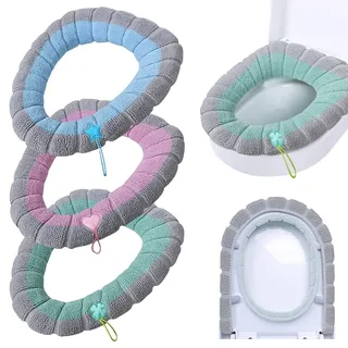Toilettensitzpolster Toilettensitzbezüge mit Griff Weiche Badezimmer WC Deckel Abdeckung Kissen Dicker Dehnbar Waschbar Universalgröße