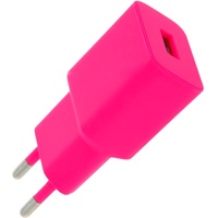 Setty Netzteil Ladegerät 1x USB 2,4A Charger passt für alle Handy, Smartphones, Tablets, UVM, Ladeadapter, Wandladegerät Steckdosenadapter iPhone, Samsung, Huawei (rosa)