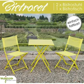 Mojawo 3tlg Bistroset Gartenmöbelset Outdoormöbel Balkon klappbar Farbauswahl - Grün
