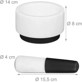 Relaxdays Mörser mit Stößel Marmor 14 cm weiß