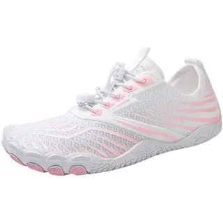 weiße schuhe damen barfuss, Barfußschuhe Damen Weiß Leicht Sommer Barfuss Schuhe Outdoor Schnell Trocknend Aquaschuhe Wasserschuhe Atmungsaktiv Unisex Fitnessschuhe Barfussschuhe Rutschfest Weich 40 - 40 EU