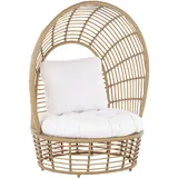 Outdoor/Indoor Korbsessel aus Rattan und Metall mit Kissen Boho Stil beige Lido