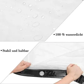Woltu PVC Abdeckplane mit Ösen und Seil wasserdicht transparent 2x2m - Transparent
