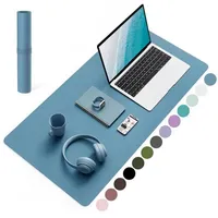 LuxusKollektion Schreibtischunterlage Schreibtischunterlage Mauspad Leder Wildleder Laptop Azurblau 80*40cm blau