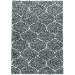 Teppich Hochflor Shaggy Skandi-Muster Polypropylen Wohnzimmer Grau Rechteckig 240x340 | Kadima Design
