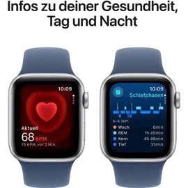 Apple Watch SE 2024 GPS + Cellular 40 mm Aluminiumgehäuse Silber, Sportarmband Denim S/M