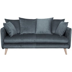 Skandinavisches Sofa 3-Sitzer aus blaugrauem Stoff und hellem Holz OLYMPIA