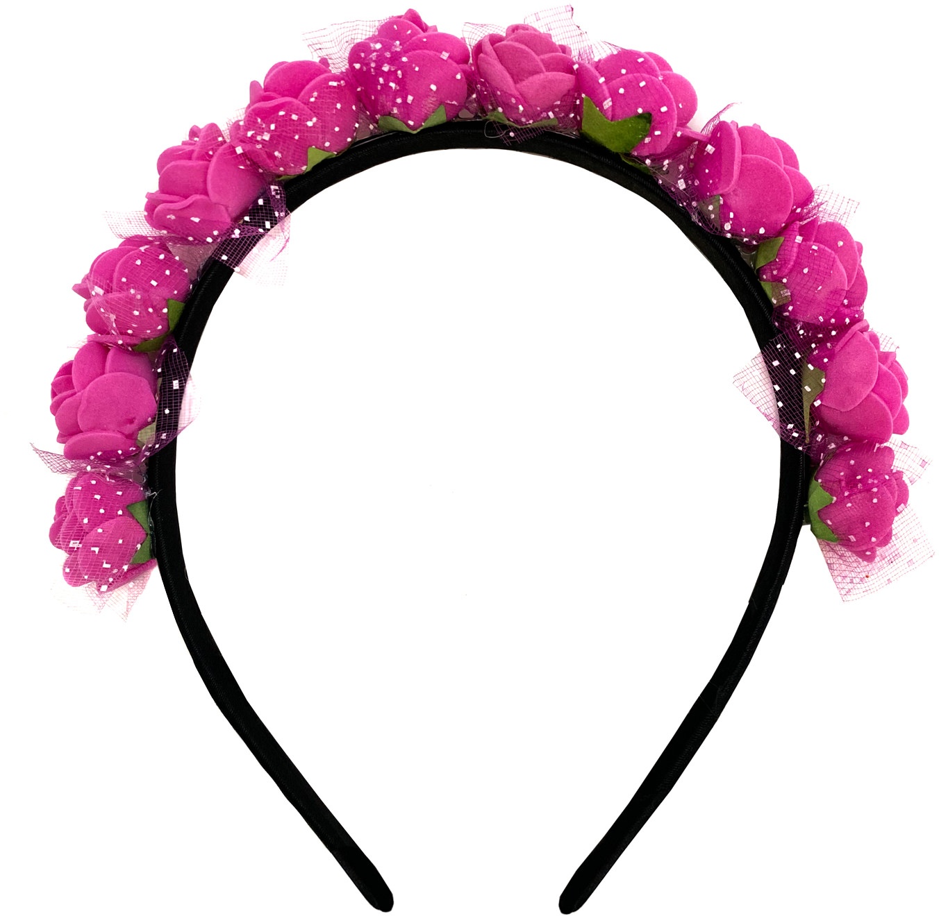 Rosen Haarreifen Blumen Haarreif Braut JGA Hochzeit Fasching Karneval Damen Kopfschmuck - pink