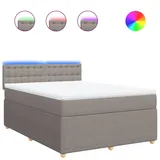 vidaXL Boxspringbett mit Matratze Taupe 140x200 cm Stoff