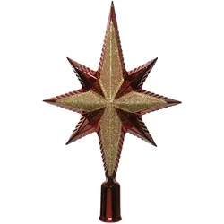 Christbaumspitze Stern 25cm Kunststoff, ochsenblut / hellgold