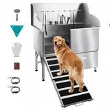 Vevor Hundewaschstation Edelstahl 127 cm Silber