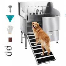 Vevor Hundewaschstation Edelstahl 127 cm Silber