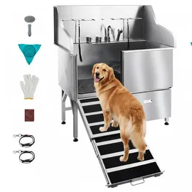 Vevor Hundewaschstation Edelstahl 127 cm Silber
