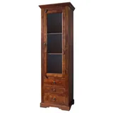 Massivmoebel24 MASSIVMOEBEL24.DE OXFORD Vitrine Akazie 60x44x190 Farbe:Dunkelbraun lackiert Größe:60x44x190 cm (BxTxH)
