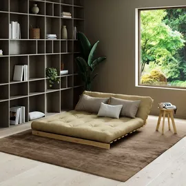 Karup DESIGN "Roots Schlafsofa, Daybett, Bettfunktion, FSC-Massivholz", beige (natural), B:140cm H:85cm, Bezug: 80% Baumwolle, 20% Polyester, Daybetten, Inkl. Futonmatratze. Mehrere Größen & Farben, Made in Europe