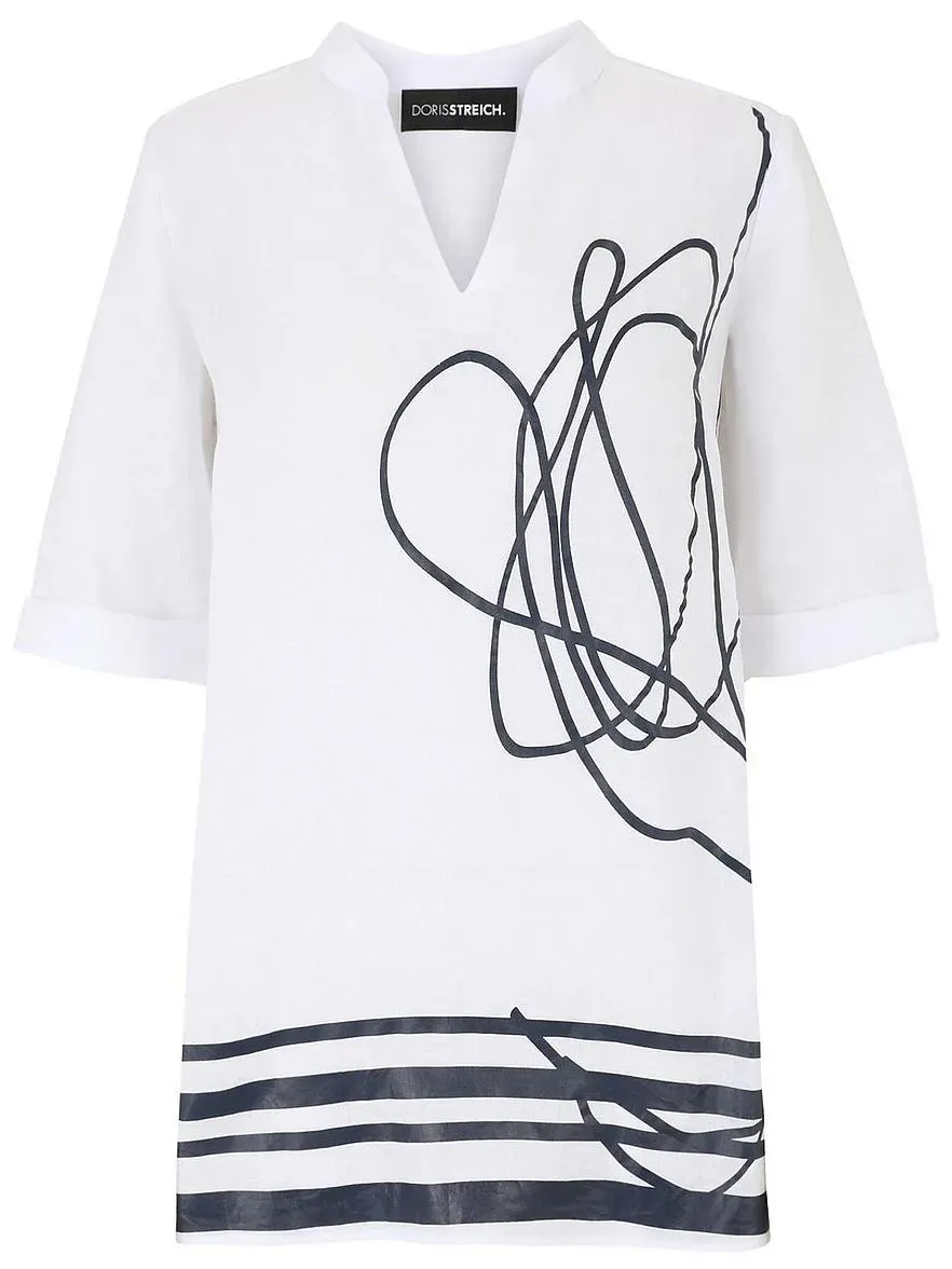 Long-Bluse 3/4-Arm Doris Streich weiss, 42