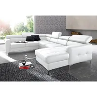 COTTA Wohnlandschaft Sammy U-Form, mit Kopfteilverstellung, optional mit Bettfunktion und Bettkasten weiß 304 cm x 74 cm x 240 cm