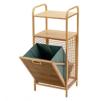 Costway Wäschekorb Badregal, 2 offenen Regalfächern und Griff, aus