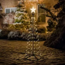 ECD Germany LED Weihnachtsbaum Außen 150 cm 154 LED Warmweiß, Metall,