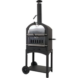 MCW MCW, Pizzaofen Kaminofen, Grillrost Holzkohlerost Pizzastein, Stahl schwarz hochtemperaturlackiert