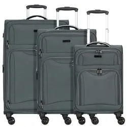 d&n Travel Line 9204 4 Rollen Kofferset 3-teilig mit Dehnfalte  grau