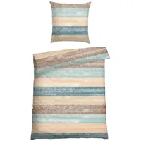SCHIESSER Emilia Gestreift Petrol 135 x 200 cm + 80 x 80 cm