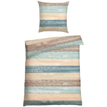 SCHIESSER Emilia Gestreift Petrol 135 x 200 cm + 80 x 80 cm