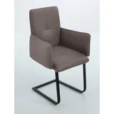 K+W Komfort & Wohnen Freischwinger »6502«, Leder CASAY, Freischwinger mit Armlehnen, Flachstahlkufe in schwarz, grau (delfin, B:61cm H:90cm T:62cm, Stühle,