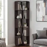Mendler Eck-Bücherregal 175 x 40 x 40 cm Walnuss-Optik