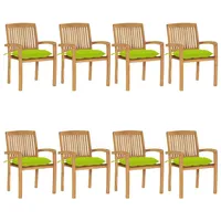 VidaXL Stapelbare Gartenstühle mit Kissen 8 Stk. Massivholz Teak