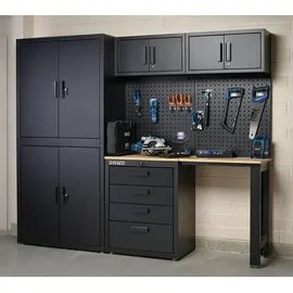 feistos Werkstattschrank Stahl 223x46x190 cm Schwarz abschließbar