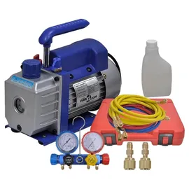 vidaXL Vakuumpumpe Einstufig mit 4-Wege-Verteiler-Manometer Set