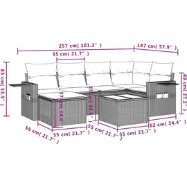 vidaXL Gartensofa-Set 7-tlg. grau