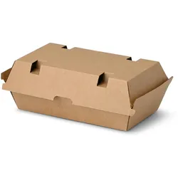 BIOZOYG 200 Stück Take-away-Box braun 13 x 24,8 x 7,5 cm Lebensmittelverpackung Snackbox umweltfreundlich nachhaltig stabil biologisch abbaubar
