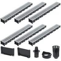 vidaXL Entwässerungskanäle 6 Stk. 6 m Schwarz/Silber