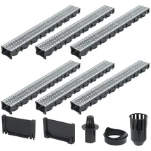 vidaXL Entwässerungskanäle 6 Stk. 6 m Schwarz/Silber