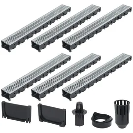 vidaXL Entwässerungskanäle 6 Stk. 6 m Schwarz/Silber