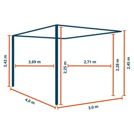 primeyard Terrassenüberdachung 3x4 m Aluminium-pfosten mit Lamellendach aus Stahl anthrazitfarbene Anbaupergola
