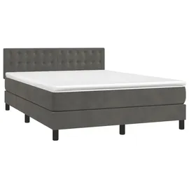 vidaXL Boxspringbett mit Matratze & LED Dunkelgrau 140x190 cm Samt