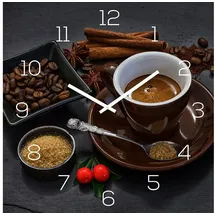 levandeo Wanduhr Alu-Dibond 30,0 cm 30x30cm braun