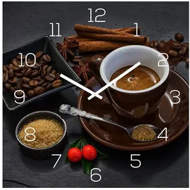 levandeo Wanduhr Alu-Dibond 30,0 cm 30x30cm braun