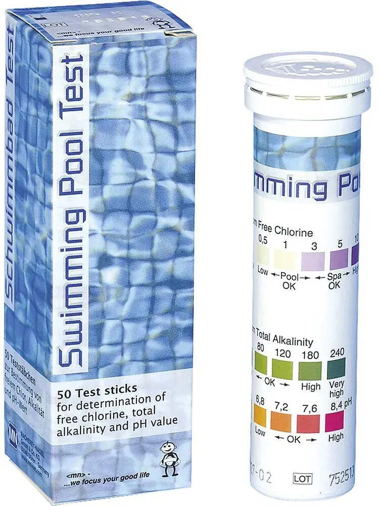 Schwimmbad Test Macherey & Nagel zur Bestimmung von Chlor, Gesamtchlor, Alkalinität Gesamthärte und pH