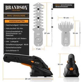 Brandson Akku-Strauchschere inkl. Teleskopstange 90-130 cm, Ladegerät und 2000 mAh