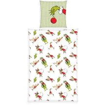 Herding 4422703050 - Grinch, Bettwäsche-Set, Bettwäsche-Set, Cotton/Renforcé, 80 x 80 cm, 135 x 200 cm