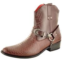 Herren Schlange Haut Full Zip Western Cowboy Stiefelette, Braun - dunkelbraun - Größe: 45 EU