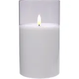 Kaemingk LED Kerze im Glas mit Timerfunktion 7,5 x 11 cm weiß