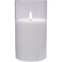 Kaemingk LED Kerze im Glas mit Timerfunktion 7,5 x 11 cm weiß