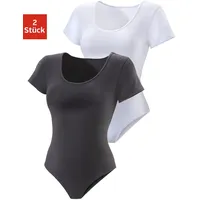 VIVANCE T-Shirt-Body VIVANCE, Damen, Gr. 40/42, N-Gr, schwarz-weiß (schwarz, weiß), Single Jersey, Obermaterial: 95% Baumwolle, 5% Elasthan, unifarben, Basic, körpernah, Rundhals, Bodies, aus elastischer Baumwoll-Qualität