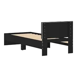 vidaXL Bettgestell mit Kopfteil und LED-Leuchten Schwarz 90x200 cm
