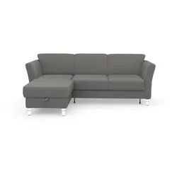 Ecksofa SIT & MORE "Visby L-Form", grau, B:248cm H:87cm T:162cm, Sofas, wahlweise mit Bettfunktion und Bettkasten, frei im Raum stellbar